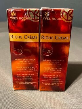 2 X Riche Crème YVES ROCHER Wrinkle Smoothing Day Lotion NOS